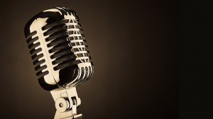 Vintage-S-Microphone on Dark Background