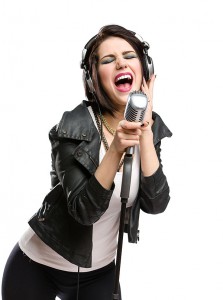 Rock singer with Vintage Microphone