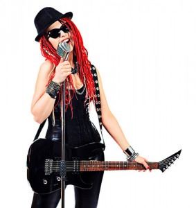 Modern-girl-rock-musician-singing-guitar